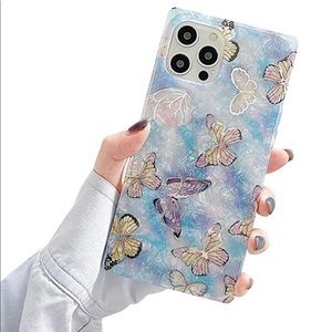 iPhone 13 Pro Max 13 12 Case Square Butterfly Shell Purple Blue New